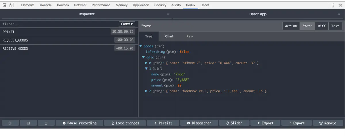 redux-devTools调试界面